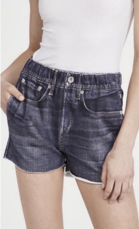 rag & bone Pants - Rag & Bone Miramar Printed Cotton Terry Knit Shorts Small S Denim Illusion